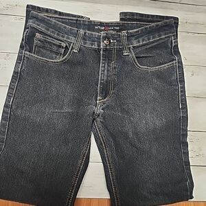 WT02 TRUFIT Slim Straight Dark Black Denim Jeans Men's 30x32